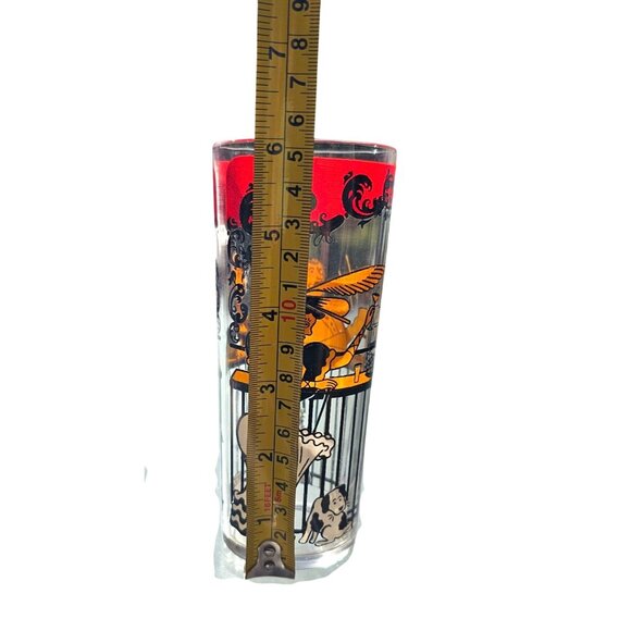 Hazel Atlas Gay 90s Saloon Bar Tumbler Red & Black 12 Oz Retro Glassware Vintage - Picture 9 of 9